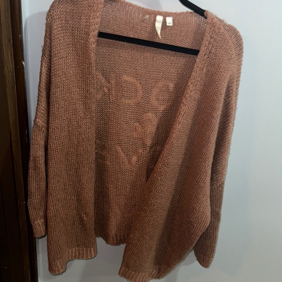 Elan Cozy Brown Cardigan with 'Rock & Love' Motif - Picture 4 of 5